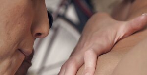 Immature stallion throws a leg to Czech brunette and moreover covers stomach with cum