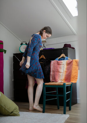 Brunette's shaggy pussy is the true star of this gallery