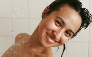 Adorable kitten with petite body washing her cooter to keep it hot