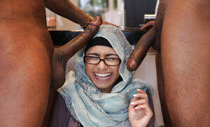 Huge bra buddies Arab gal shows incredible professionalism with two BBC