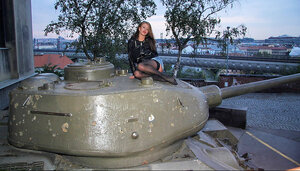 Aida gives public teasing a go as she shows off while outside