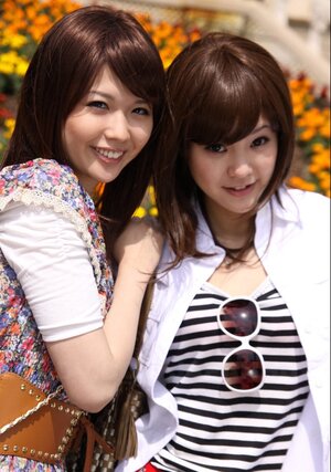 Kitten from the country of the rising Sun walk the streets with nude legs