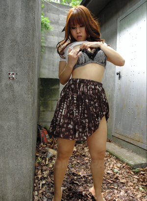 Oriental chick Eri Makino gets fucked outdoors and plays with her large juggs