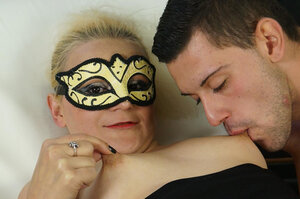 Italian dame in a mask fucked by young lad after oral foreplay