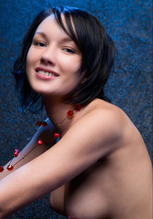 Loreen A flaunts her shaggy twat in red stockings