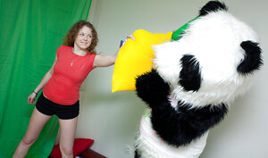 Panda with a hard love pole is going to screw a sinful girl