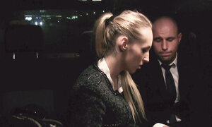 Ponytail Jenny Simons fully hardcore doggystyle in backseat