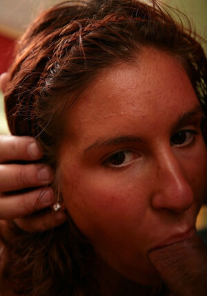 Ginger gal takes dick in mouth and plus twat on camera in front of a mirror