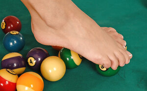 Dazzling sweetie removes underwear and heels to flaunt her body on the pool table