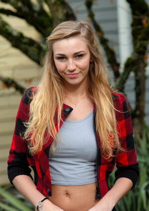 Blonde with glasses not shy to flv her assets in various public places